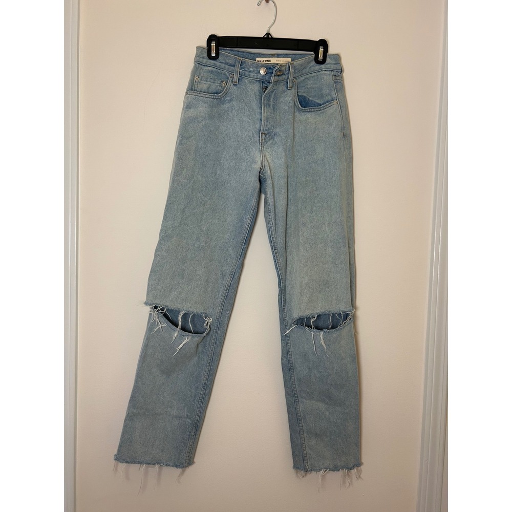 GRLFRND Bella Light Wash ripped ‎ Knee low rise boyfriend Jeans Women 24